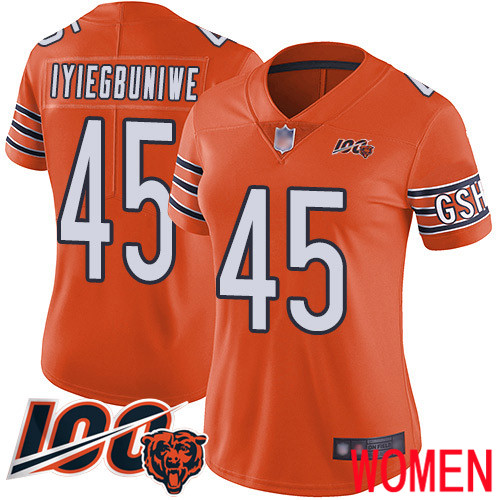 Chicago Bears Limited Orange Women Joel Iyiegbuniwe Alternate Jersey NFL Football 45 100th Season